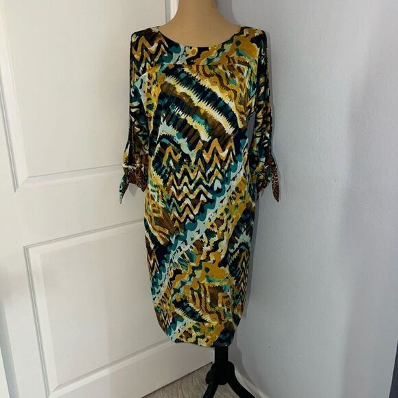 Sharon Young Long Sleeve Patterned Dress 10 - Picture 1 of 6